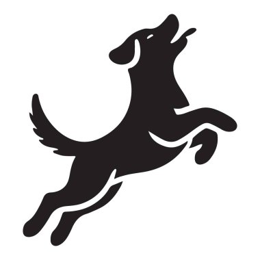 Sıçrayan köpek silueti vektör çizimi neşeli mutlu hayvan aktivitesi