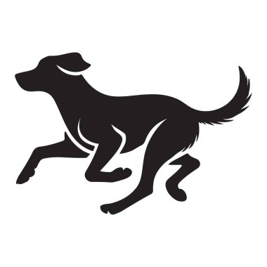 Siluet Koşan Köpek Vektör Çizimi Hayvan Grafik Tasarımı