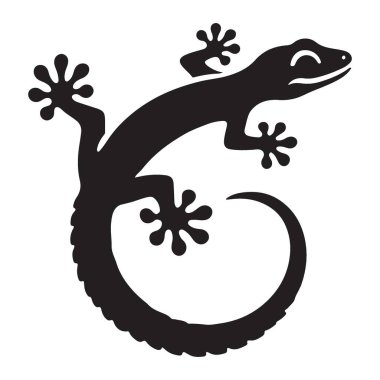 Siluet Gecko Kertenkele Vektör Çizimi Sürüngen Grafiksel Hayvan Sanatı