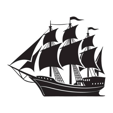 Denizcilik Temaları ve Projeleri için Zarif Yelkenli Gemi Vektörü Grafiği