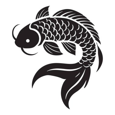 Zarif Koi Balığı Silüet Vektör Sanat Sembolizm ResimleriName