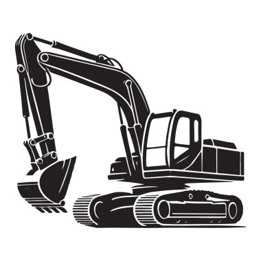İnşaat Kazıcı Makinesi Silüet Vektör Sanat Çizelgesi