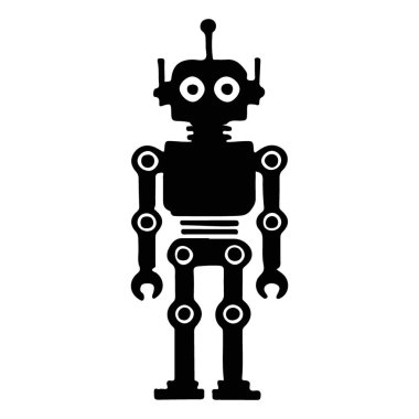 Retro Teknoloji ve Tasarım Projeleri için Klasik Robot Silueti Çizimi