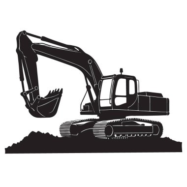 Güçlü Kazıcı Siluet Vektör İnşaat ve Mühendislik Endüstrisi