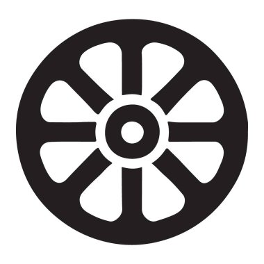 Basit Dairesel Tekerlek Çizimi Siyah ve Beyaz Vektör Grafiği