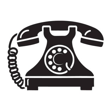 Klasik Rotary Telefon Silueti A Klasik İletişim Simgesi Vektörü