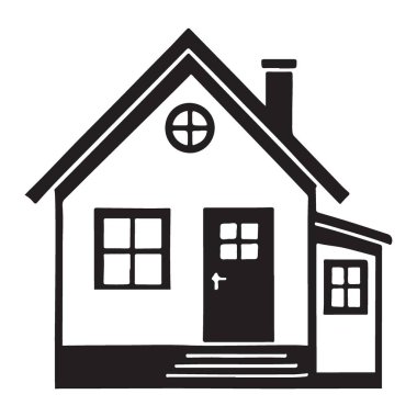 House Clipart Siluet Vektör İllüstrasyonu Ev Gayrimenkul Sembolü