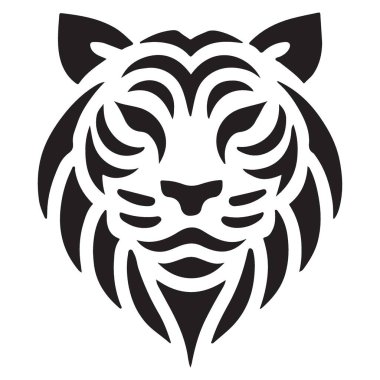 Kaplan Başı Ayrıntılı Görüntü Silueti Hayvan Yüzü Vektörü