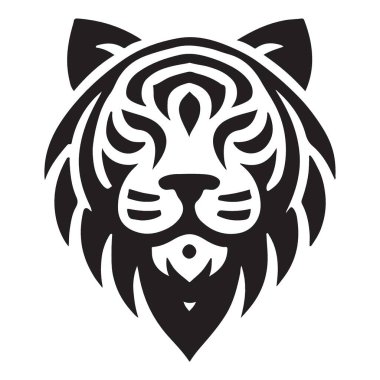 Soyut Kaplan Silüeti Baş Vektör İllüstrasyonu Güçlü Grafik Sanatı