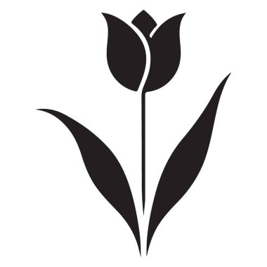 Bahar Tasarımları İçin Zarif Lale Çiçeği Siluet Vektörü İllüstrasyonu