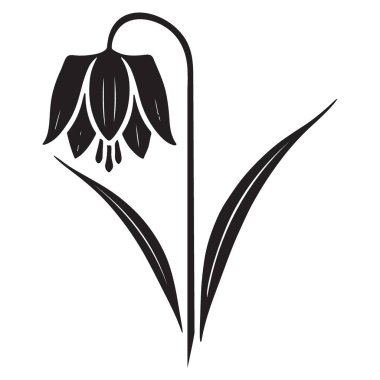 Botanik Tasarım için Büyüleyici Fritillaria Çiçek Silueti Vektör İllüstrasyonu
