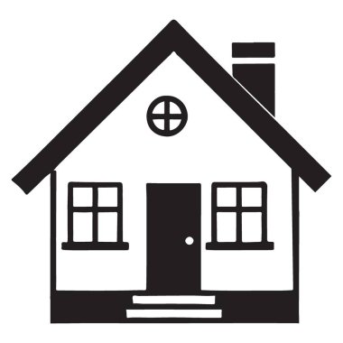 Klasik Ev Vektörü İllüstrasyonu, Gayrimenkul ve Tasarım Projeleri için ideal