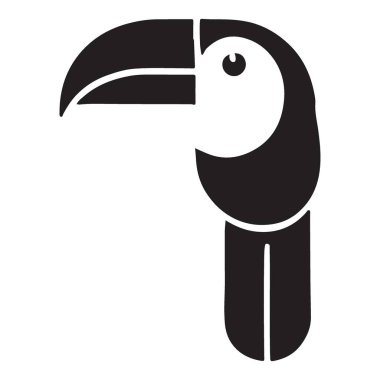 Tropikal Kuş Tasarımları için Minimalist Toucan Siluet Vektör İllüstrasyonu