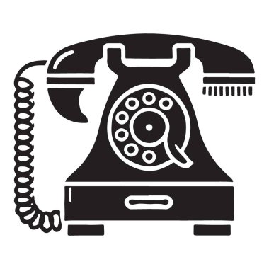 Nostaljik Tasarımlar için Klasik Rotary Telefon İllüstrasyon Vintage İletişim Aygıtı