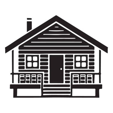 Ormanda Siyah ve Beyaz Biçimli Konforlu Ahşap Kulübe Resimleri