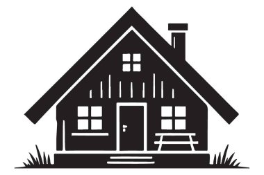 Açık Hava Macerası için Rahat Siyah Kulübe Silueti Çizim Çizimi