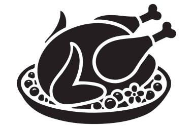 Kızarmış hindi Clipart İllüstrasyonu Lezzetli Şükran Günü Akşam Yemeği Vektörü Simgesi