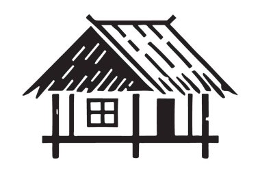 Emlakçılık İçin Basit Siyah Kır Evi Çizimi