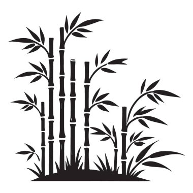 Yoğun Bambu Ormanı Silüeti Doğal İlham Veren Sanatlar Çizimi