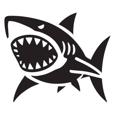 Keskin Dişli Vektör İllüstrasyon Elementi ile Köpekbalığı Silueti Korkutucu