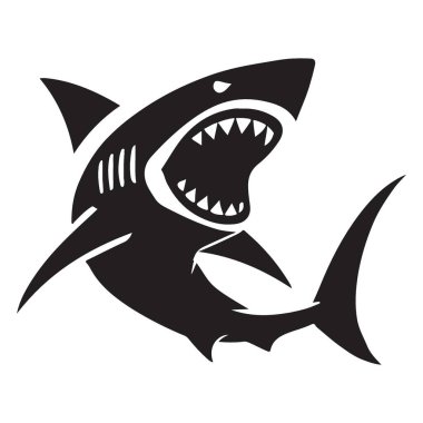 Vahşi Köpekbalığı Vektör İllüstrasyonu Açık Ağız ve Keskin Dişler