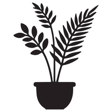 Ev Dekorasyonu İçin Saksı Bitkisi Silüeti Vektörü ResmiComment