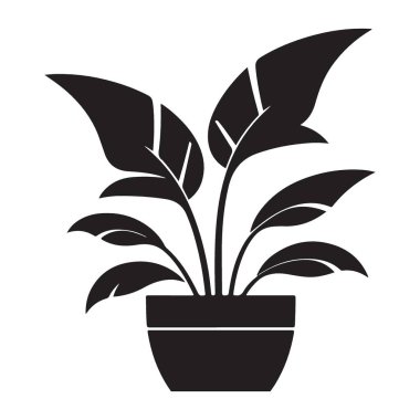 İç Dekorasyon Fikirleri için Zarif Saksı Bitki Vektörü Silueti