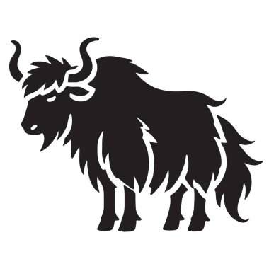 Güçlü Yak Silueti Vektör İllüstrasyonu Logo Tasarımı İçin Uzun Boylu Duruş