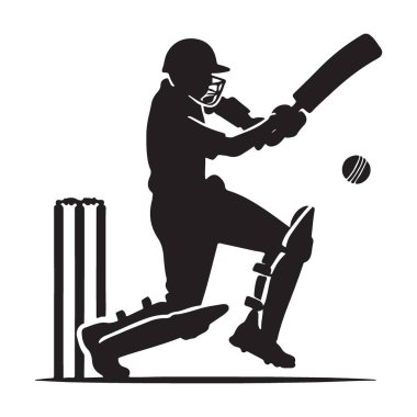 Ayrıntılı Kriket Oyuncusu Siluet Vektör Tasarım Resimleri