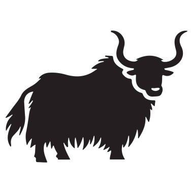 Majestic Yak Silueti Vahşi Hayvanın Görüntü Vektörü