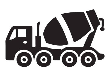 İnşaat Ağır Görevli Beton Karıştırıcı Kamyon Siluet Vektörü Grafiği