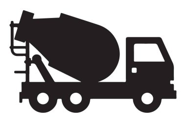 Küçük Yapı Projesi için Sıkıştırılmış Beton Karıştırıcı Kamyonu Silueti