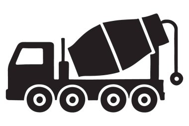 İnşaatçılar için Beton Taşımacılık Karıştırıcı Kamyonu Siluet Vektör İllüstrasyonu