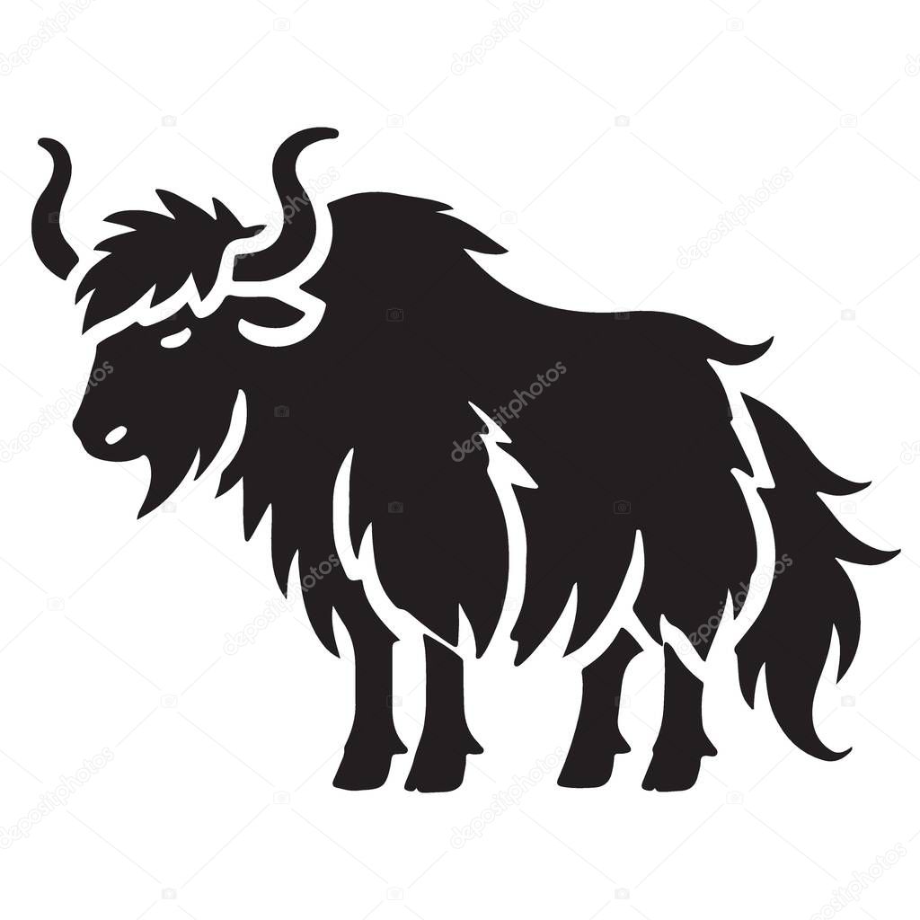 Powerful Yak Silhouette Vector Illustration Standing Tall for Logo Design