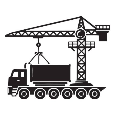 İnşaat Projeleri için Ağır Görev Kamyonu Crane Vektör İllüstrasyonu