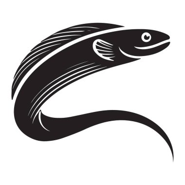 Eğri Eğri Yılanbalığı Silueti Vektör İllüstrasyonu Su Hayvanları Grafik Sanatı