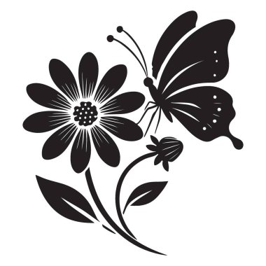 Kelebek Silueti Vektör İllüstrasyonu Doğa için Çiçek Tasarımları Coşkusu