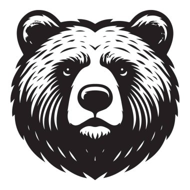 Karmaşık Ayı Başı Vektörü Ayrıntılı Siyah ve Beyaz Sanat