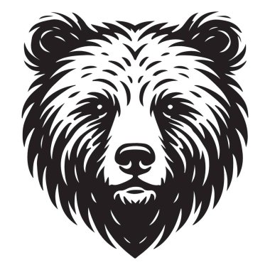 Doğa ve Koruma için Ayrıntılı Ayı Başı Vektör İllüstrasyonu