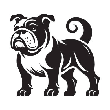 Spor Takımı Logoları için Tam Vücut Buldog Silueti Vektör Grafiksel İdeal