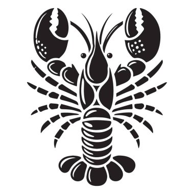 Zarif Istakoz Silüeti Vektör İllüstrasyon Mutfak Teması İdeal