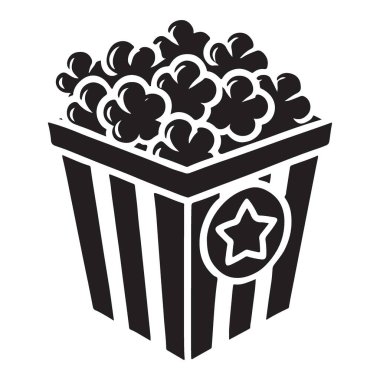 Klasik Patlamış Mısır Kovası Vektör Sanatı Film Teması Dekorasyonu İçin Mükemmel
