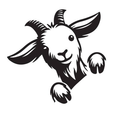 Sevimli Keçi Sevimli Bir Hayvan Silueti Vektör Grafik Tasarımı