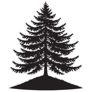 Bayram Projeleri için Klasik Noel Ağacı Vektörü Sanat Silüeti