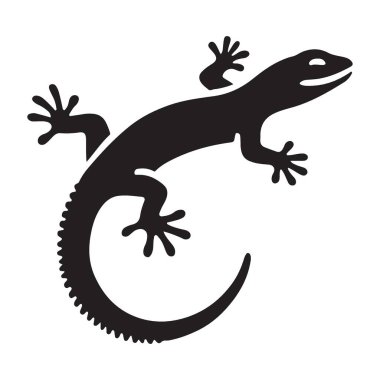 Grafik Tasarımı için Gecko Silueti Vektör Çizimi Sürüngen Sanatı