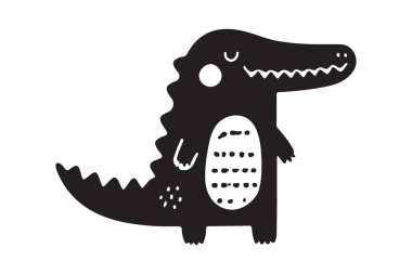 Timsah Silueti Vektör Çizimi Sürüngen Yaratığı Basit Sevimli Tasarım