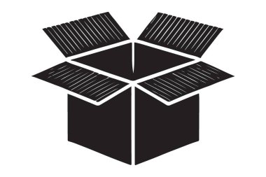 Siyah Siluet Vektörü Paket Teslimatı için Kutu Simgesi Aç