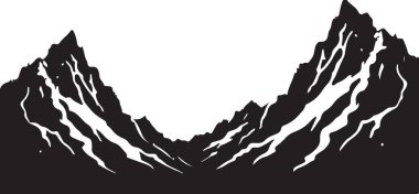 Majestic Mountain Range Siluet Vektör Resimli Peyzaj Tasarımı
