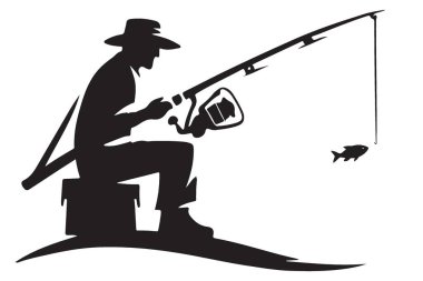 Açık hava aktiviteleri için Balıkçı Balık Yakalıyor Görüntü Vektör İllüstrasyonu