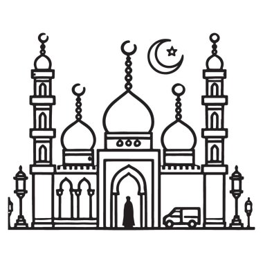 Hilal Ay ile Ayrıntılı Cami Silüeti ResimleriName